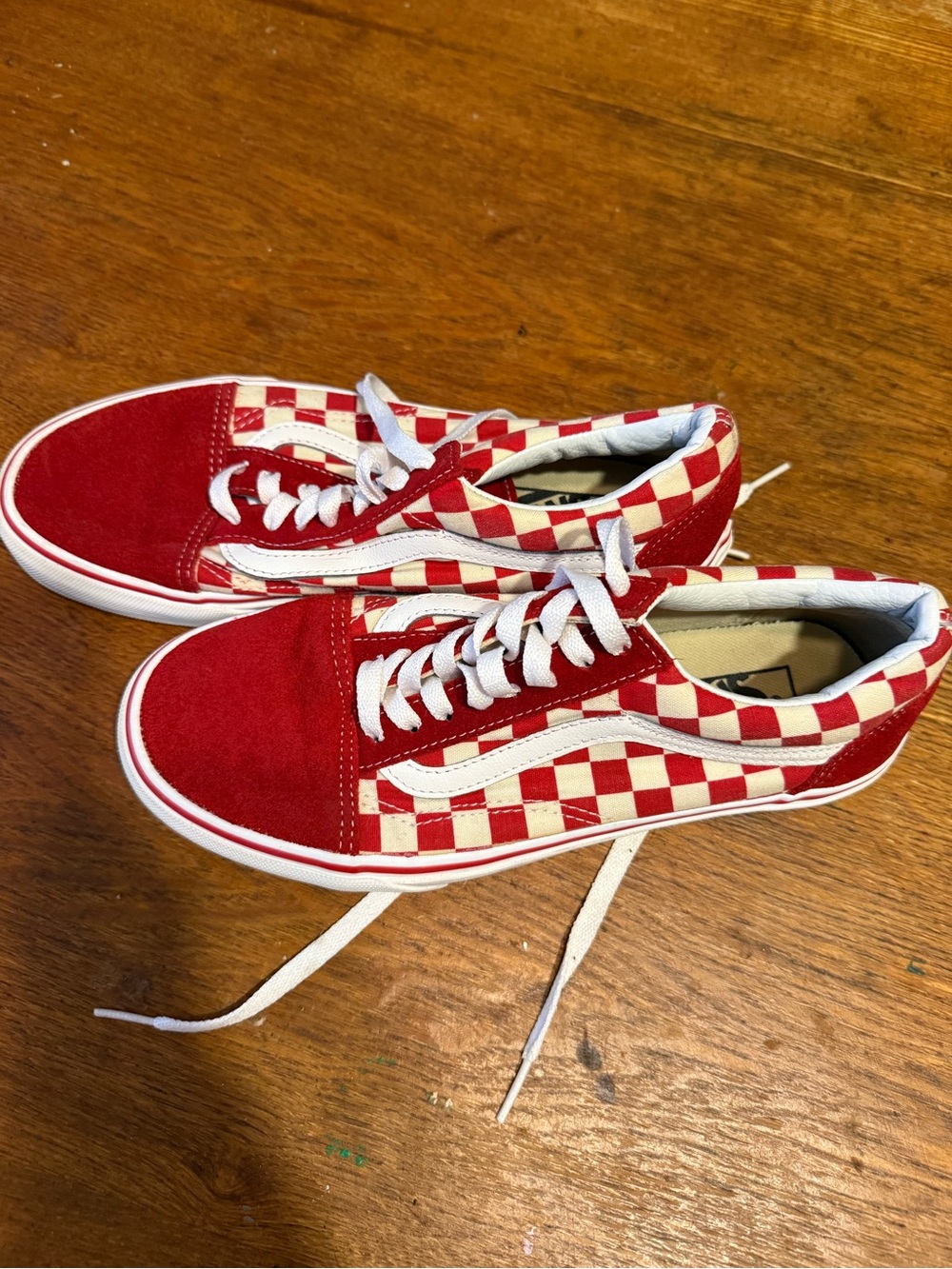 Vans Red and White Checkerboard Low-Top Sneakers - Picture 4 of 5